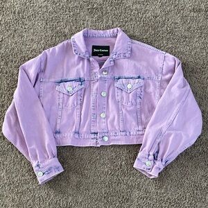 Juicy Couture Cropped Denim Jacket Size M Purple Amethyst Lavender